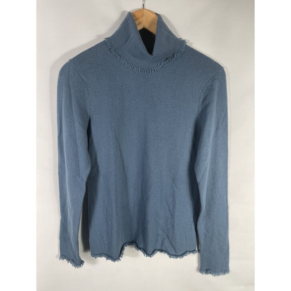 Magaschoni Women's Small Blue Turtleneck Cashmere‎ Sweater